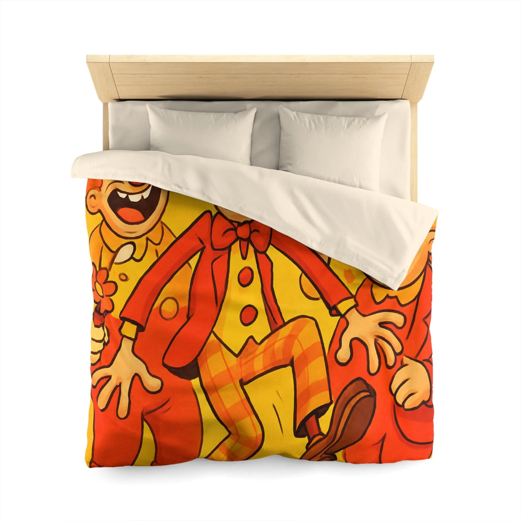 Housse de Couette Colorée avec Design Amusant de Clowns et Bananes Glissantes