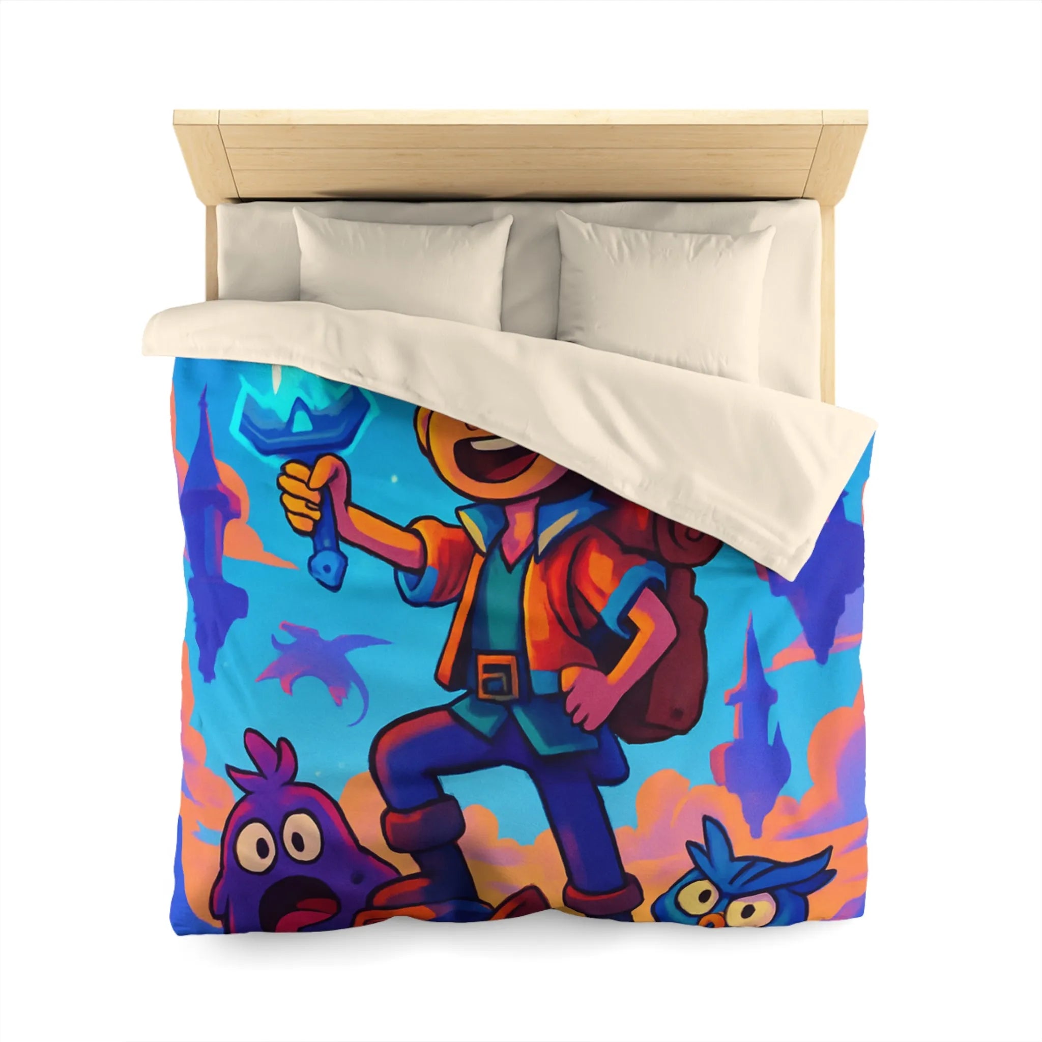 Housse de Couette Aventure Fantastique avec Épée Enchantée et Créatures Magiques pour Enfants