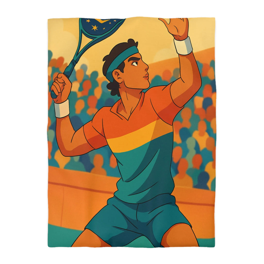 Housse de couette inspiration tennis avec élégance nocturne et couleurs vibrantes pour chambre moderne