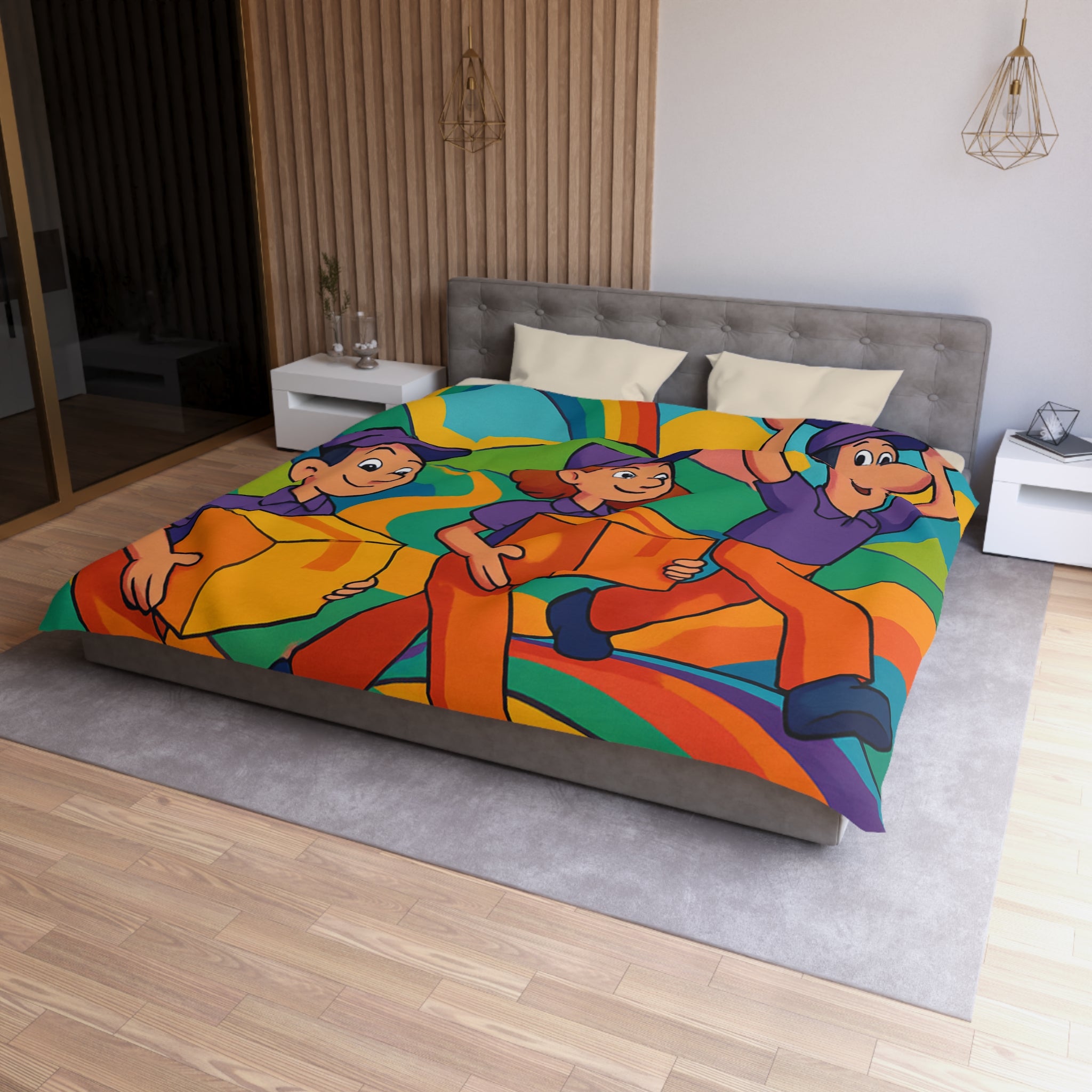 Housse de Couette Microfibre Design Artistique Moderne Décoration Chambre Confort Premium