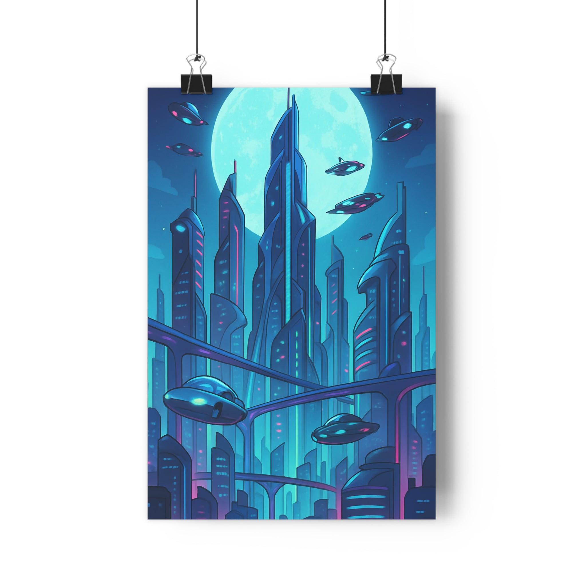 Poster décoratif futuriste bleu violet animé chambre bureau scifi relief 3D moderne chambre qualité