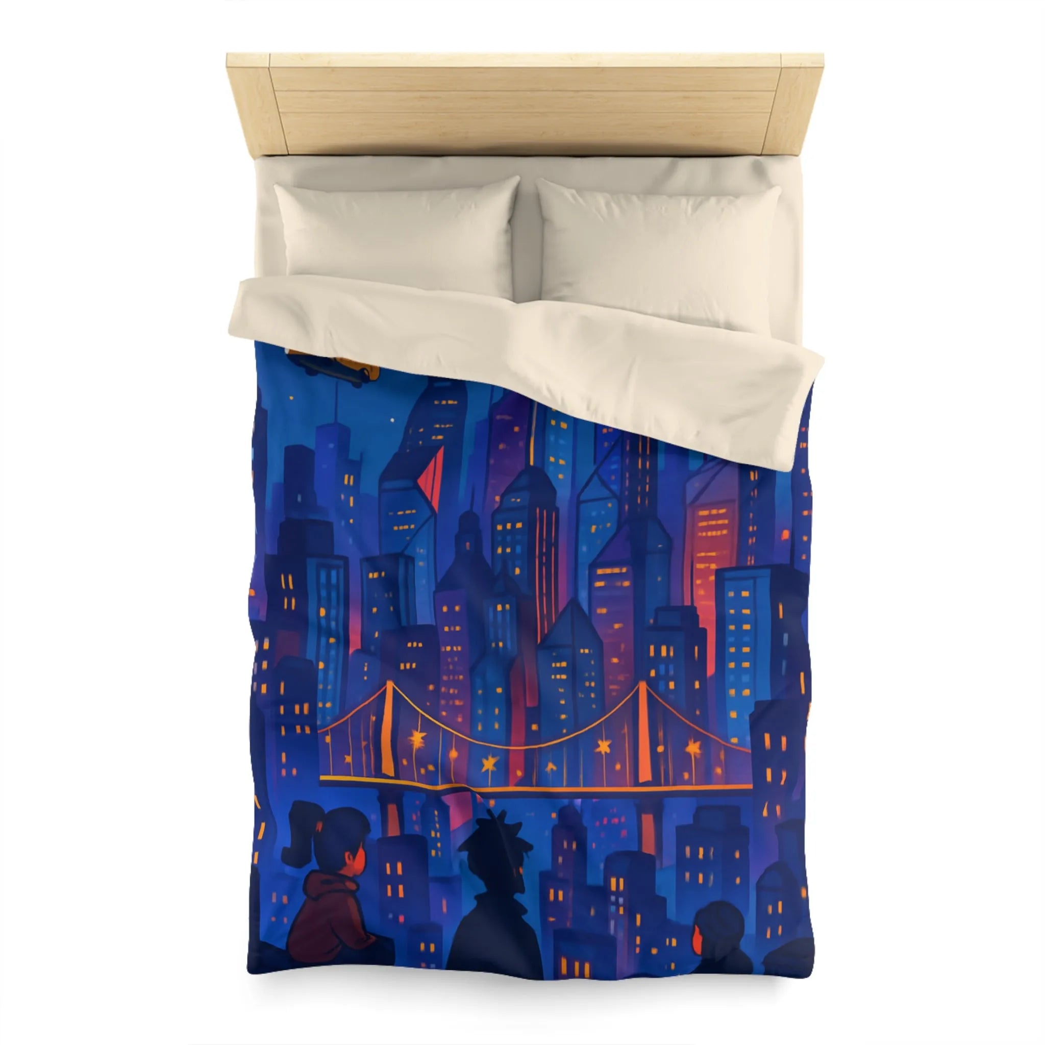 Explorez le rêve futuriste urbain vibrant avec taxis volants pour votre chambre moderne