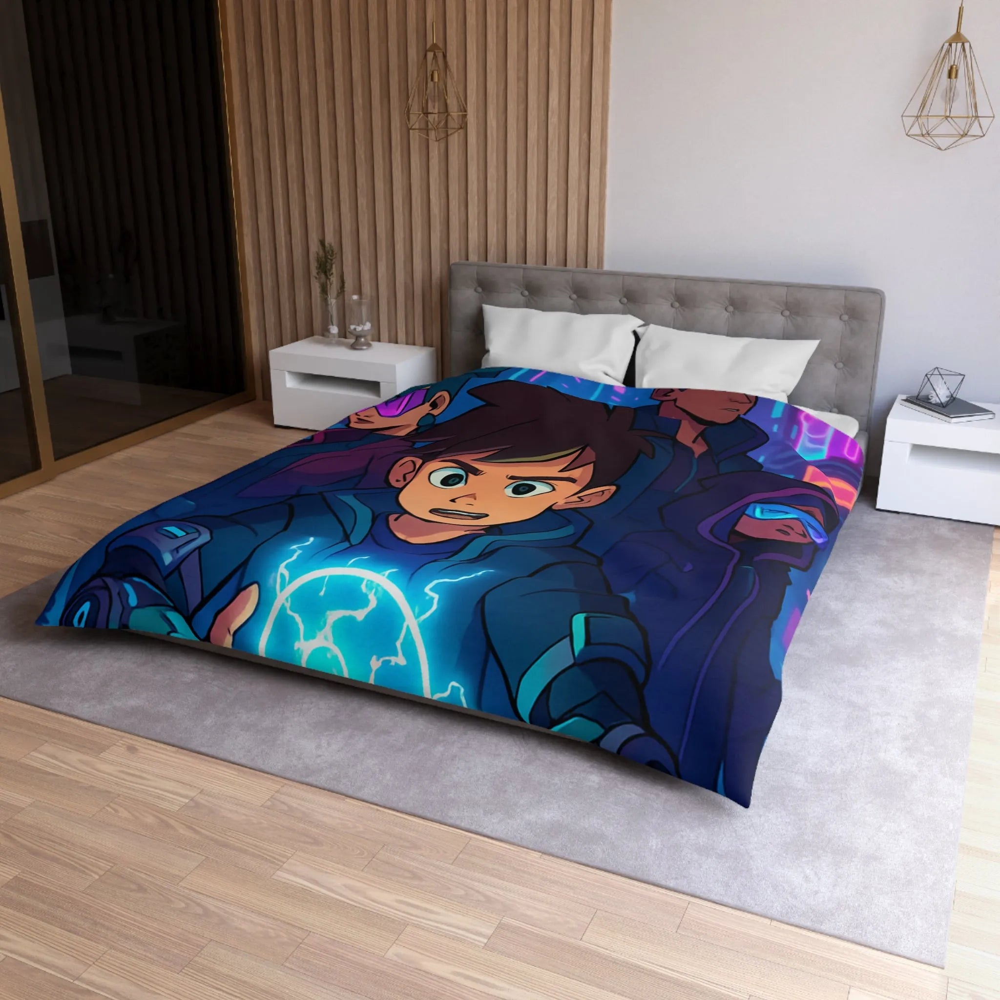 Housse de Couette Microfibre Art Graphique Contemporain Style Décoratif Chambre Tendance