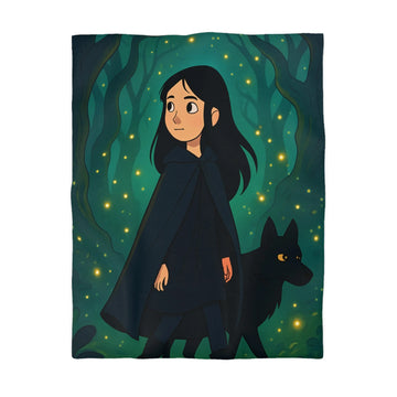 Envolez-vous vers un monde enchanté avec cette housse de couette forêt mystique