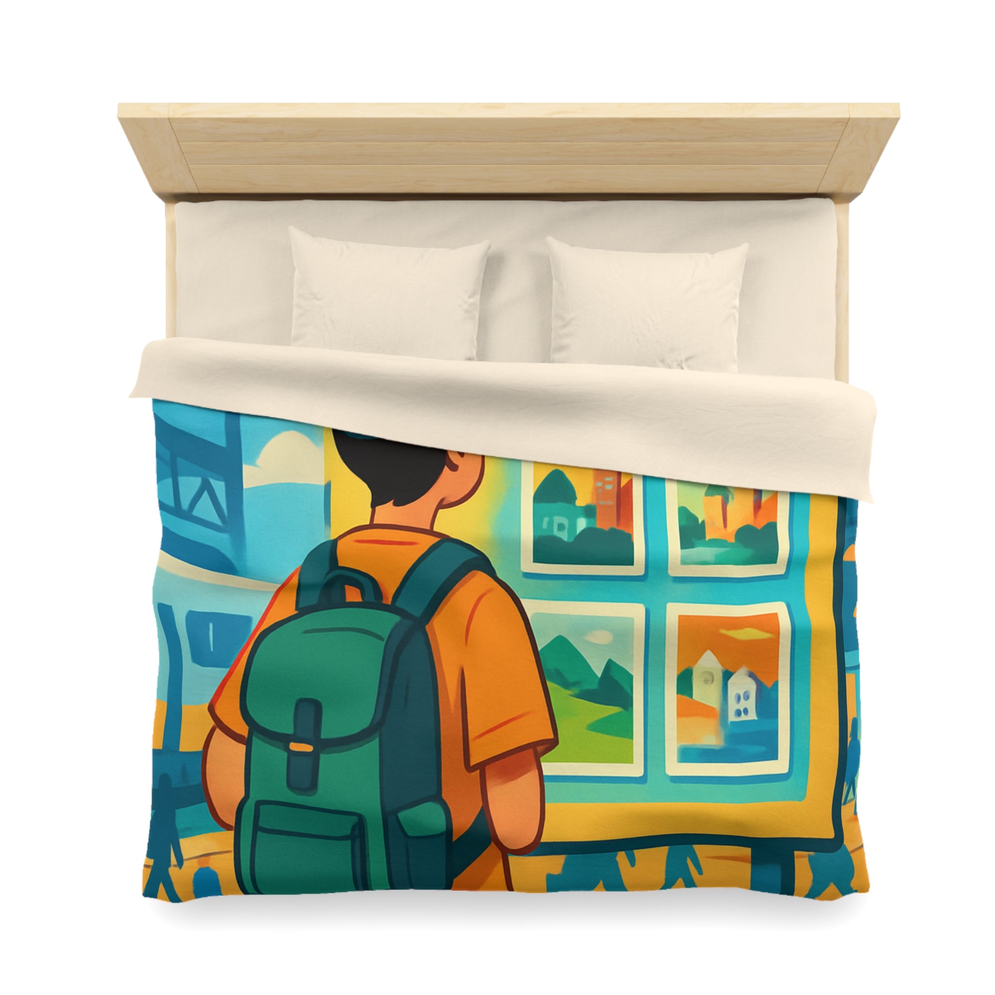 Housse de Couette Microfibre Design Artistique Moderne Décoration Chambre Confort Premium