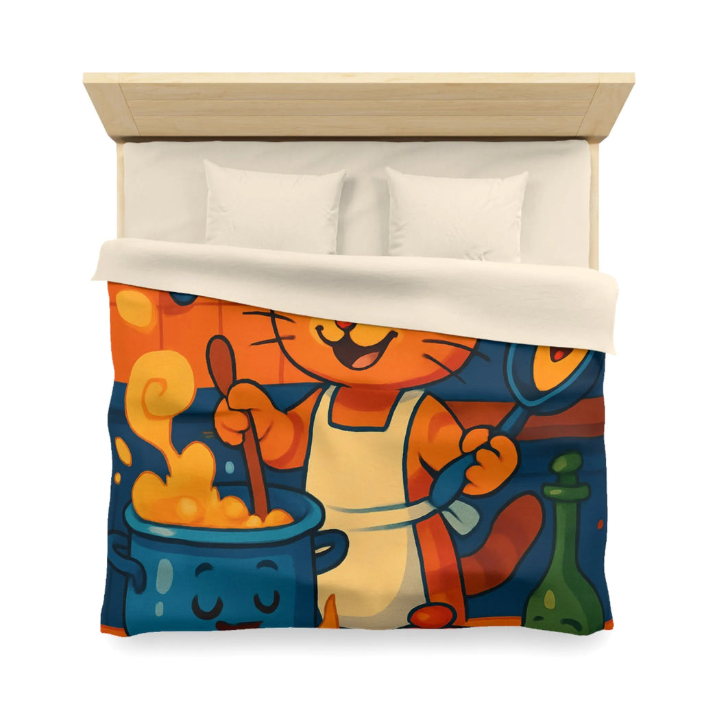 Adorable Chat Cuisinier Heureux dans une Cuisine Colorée et Animée avec Accessoires Joyeux