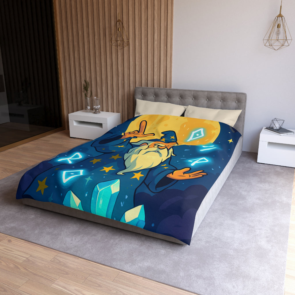 Housse de couette sorcier mystique avec cristaux et lune brillante magique