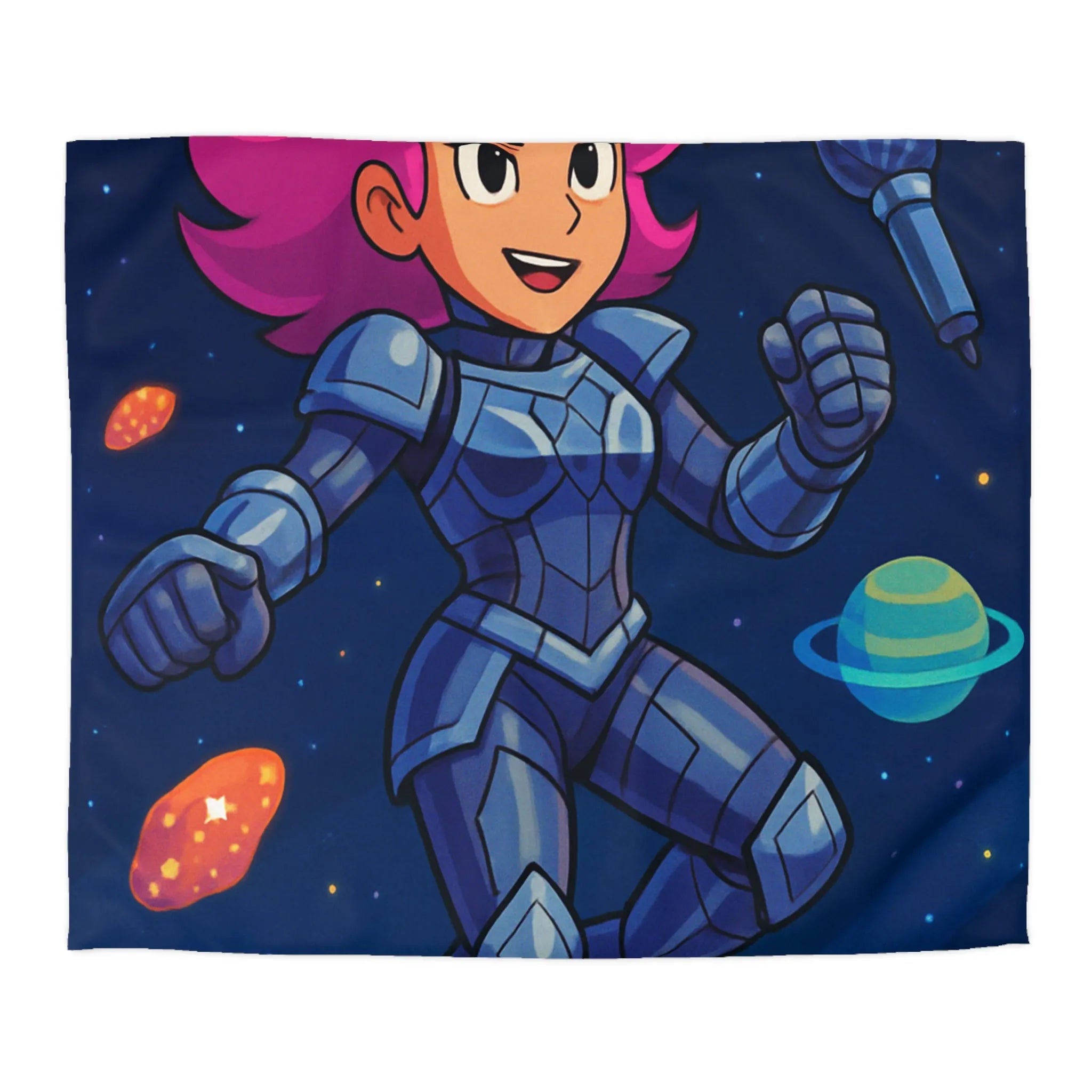 Housse de couette astronaute colorée avec planètes et étoiles thème aventure spatiale