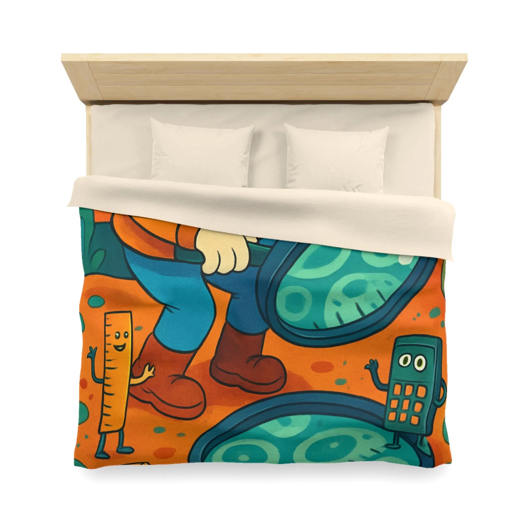 Explorez une Housse de Couette Fantaisie, Aventure Visuelle pour Enfants avec Loupe et Calculateur