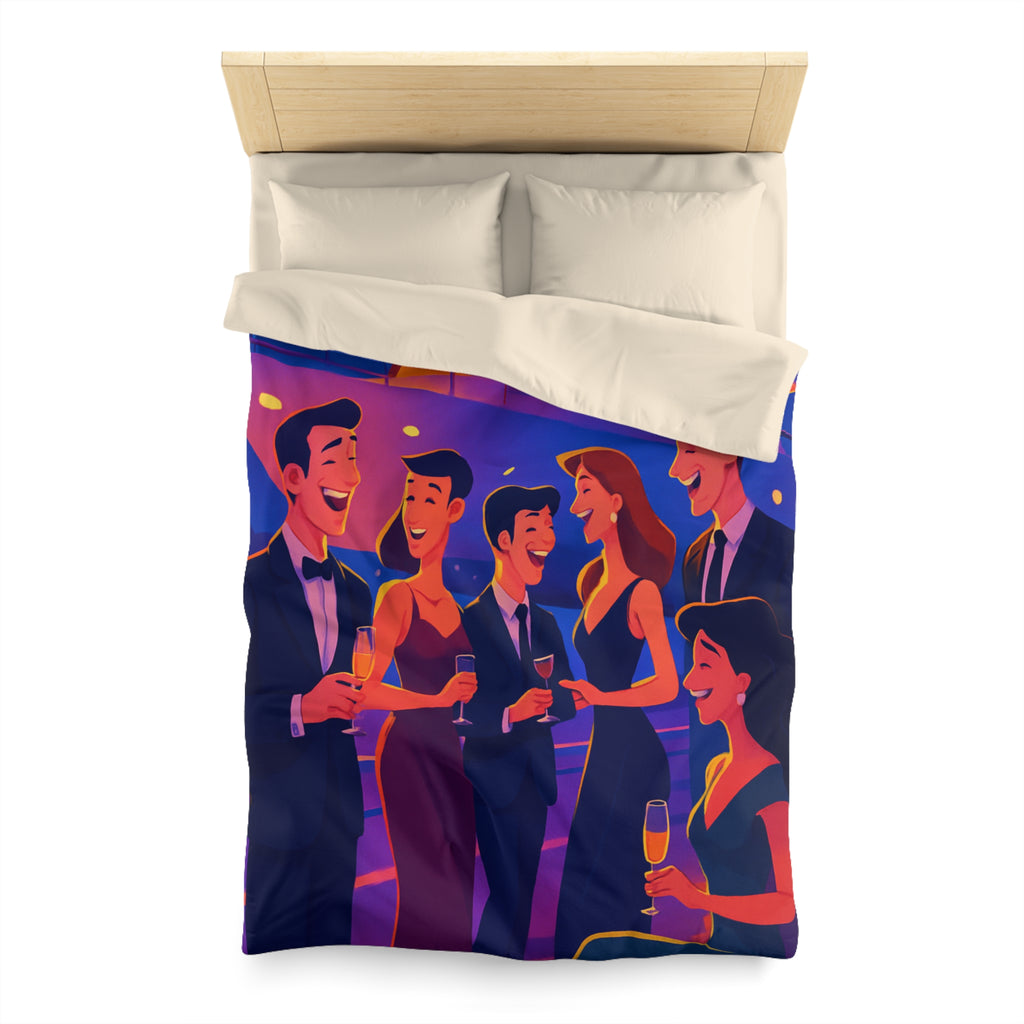 Luxueuse housse de couette en croisière, ambiance fête nocturne élégante et festive