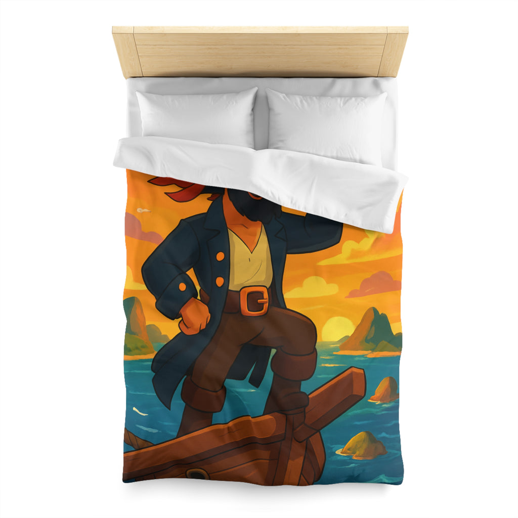 Housse de couette pirate flamboyant explorant les mers au coucher de soleil épique