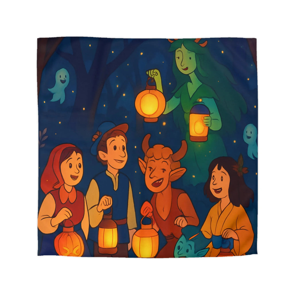 Housse de couette magique avec lanterne, créatures fantastiques et forêt enchantée