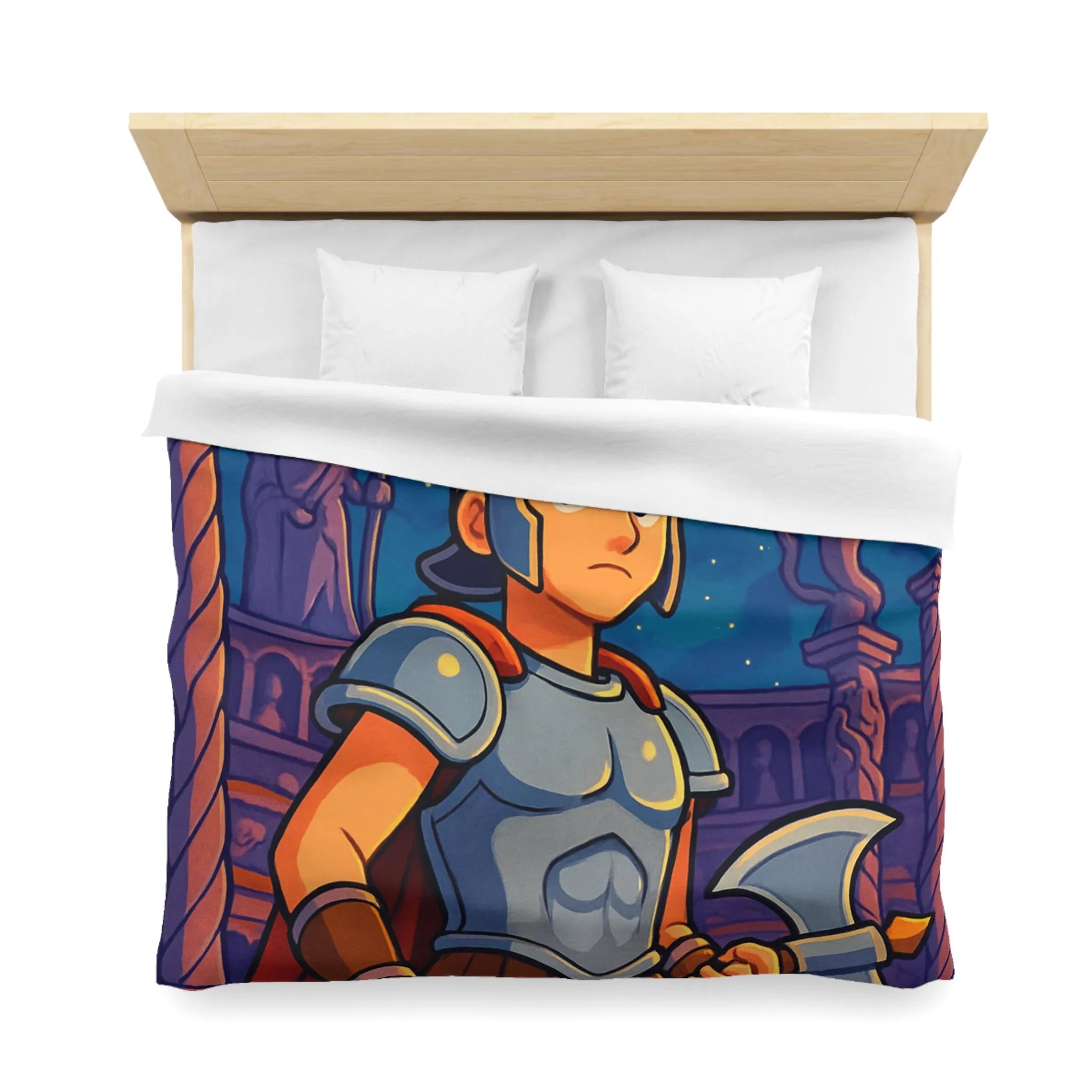 Housse de Couette Inspirée de Guerrier Épique avec Mythologie et Créatures Fantastiques