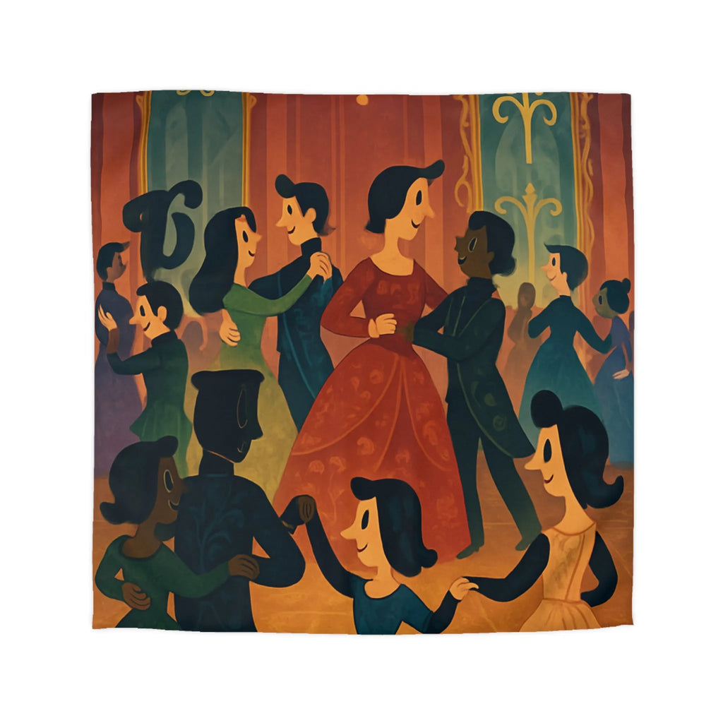 Élégant Bal de l'Époque Romantique dans une Splendeur de Couleurs Chaudes et Riche