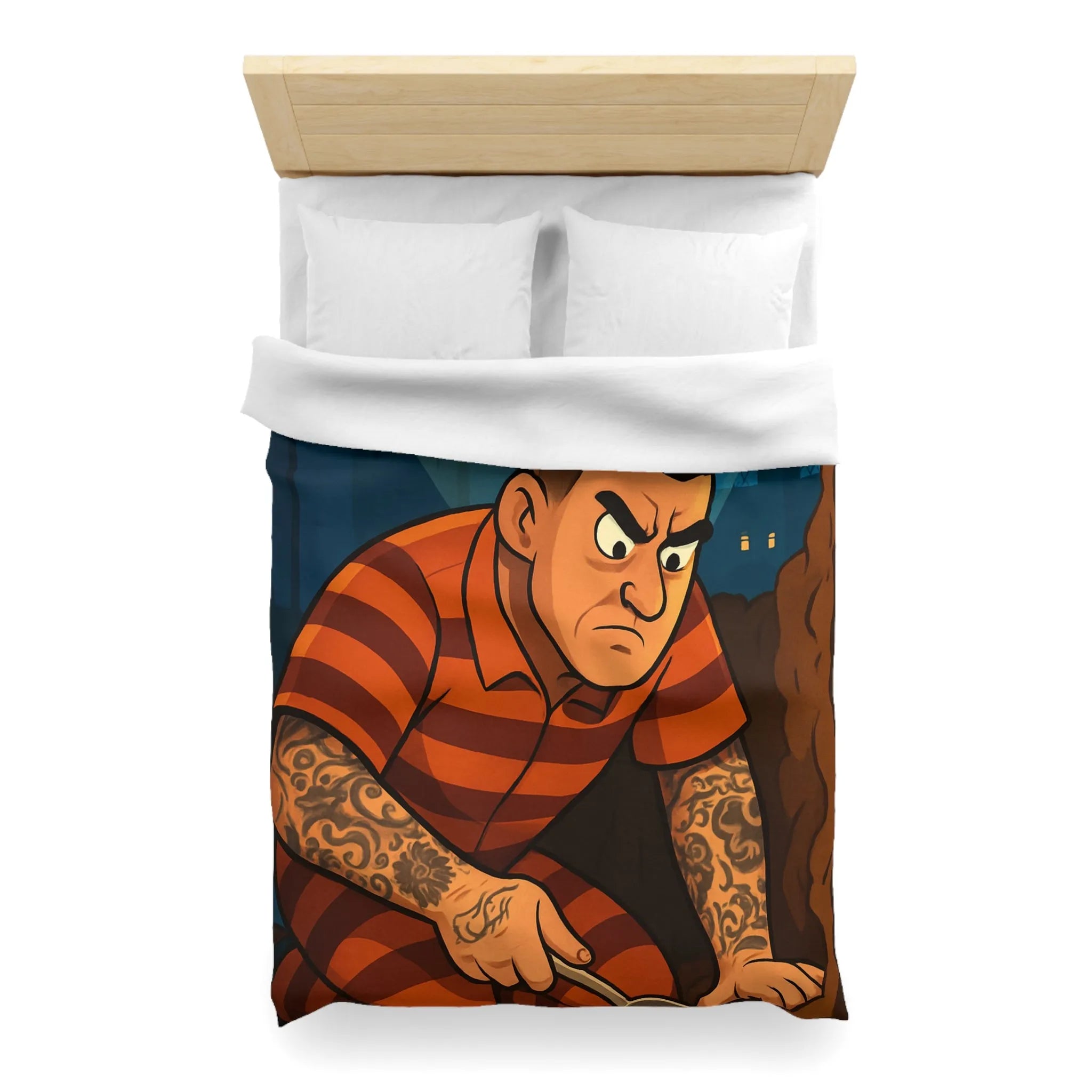 Housse de couette avec illustration d'évasion nocturne audacieuse pleine lune et tatouages