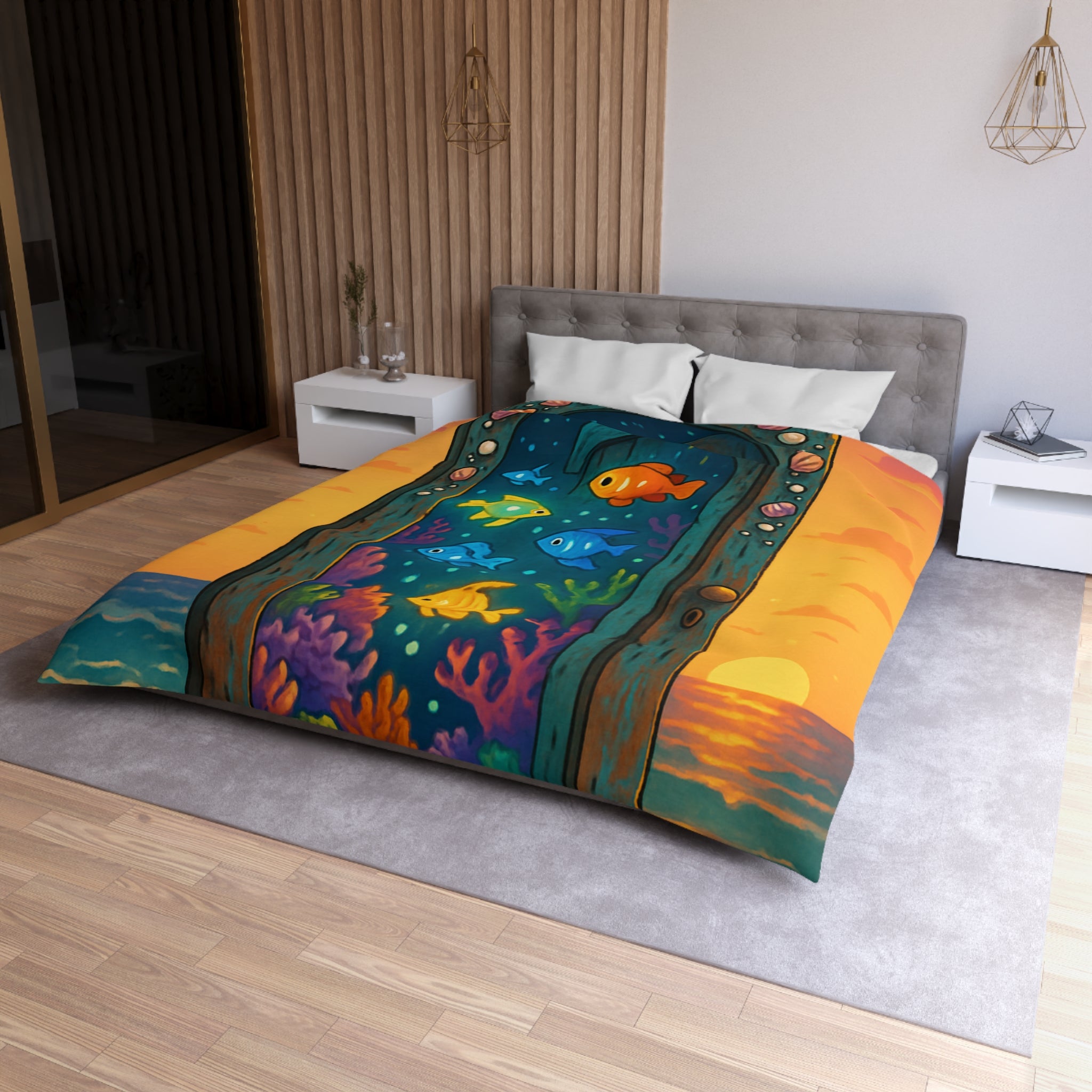 Housse de Couette Microfibre Motif Créatif Original Style Contemporain Chambre Élégante