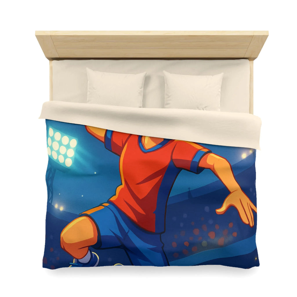 Housse de couette enfant illustrée de joueur de handball dynamique et énergétique