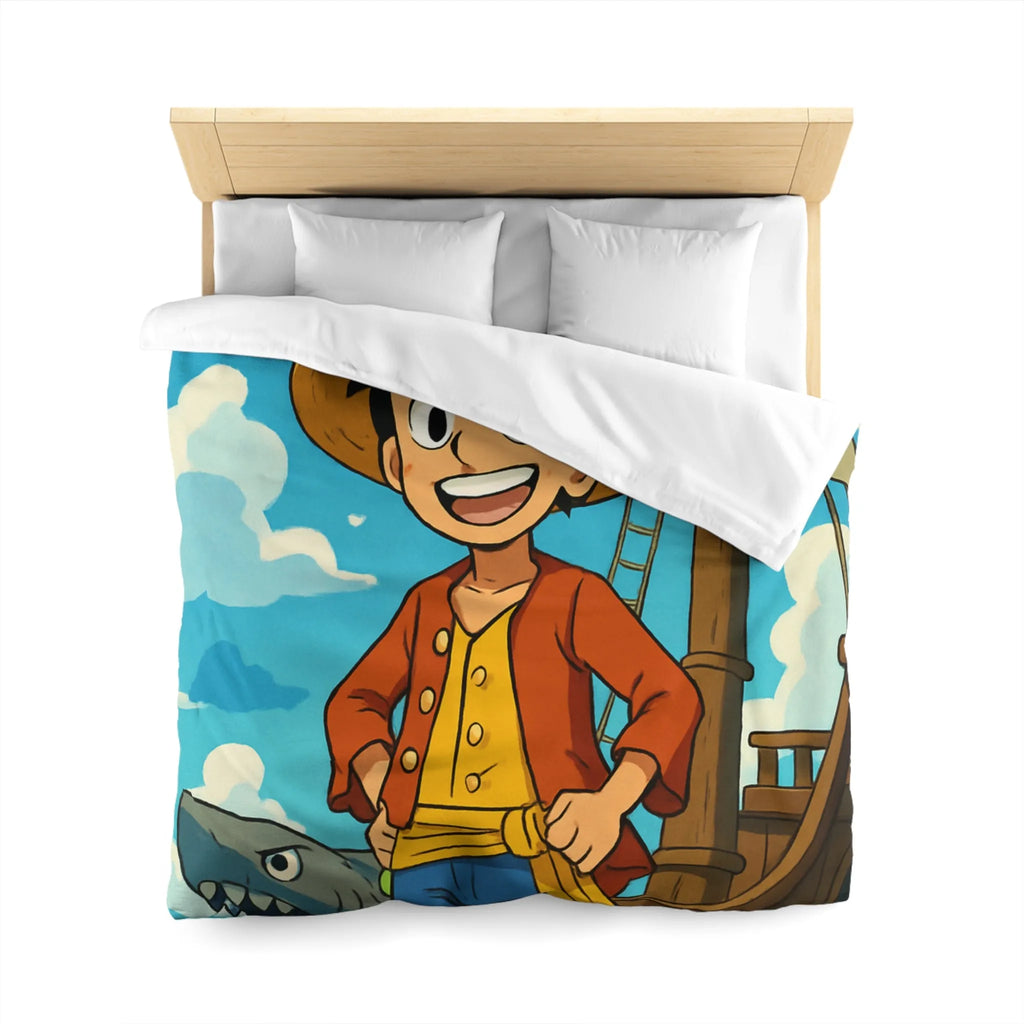 Housse de Couette Anime Pirate Enfant Aventure Bateau Mer Ciel Bleu Nuages