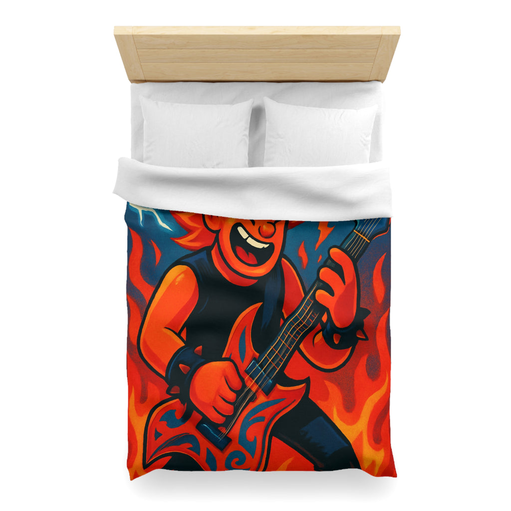 Housse de couette rock flamboyant avec guitare et éclairs pour déco vibrante