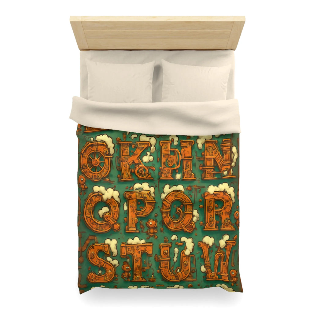 Alphabet Steampunk avec Nuages Évaporants - Design Créatif pour Housse de Couette Originale