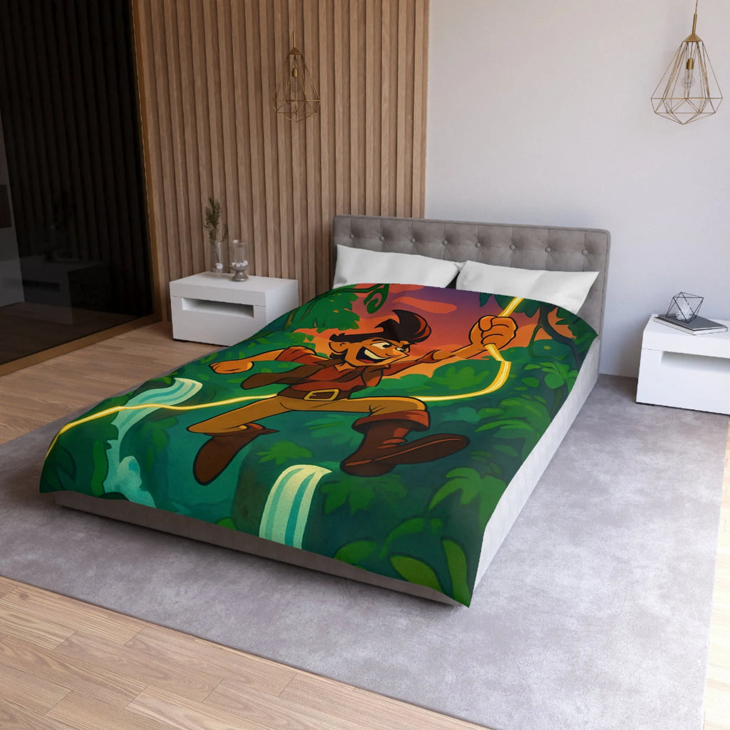 Housse de couette aventure jungle vibrante cascade pour chambre à thème nature