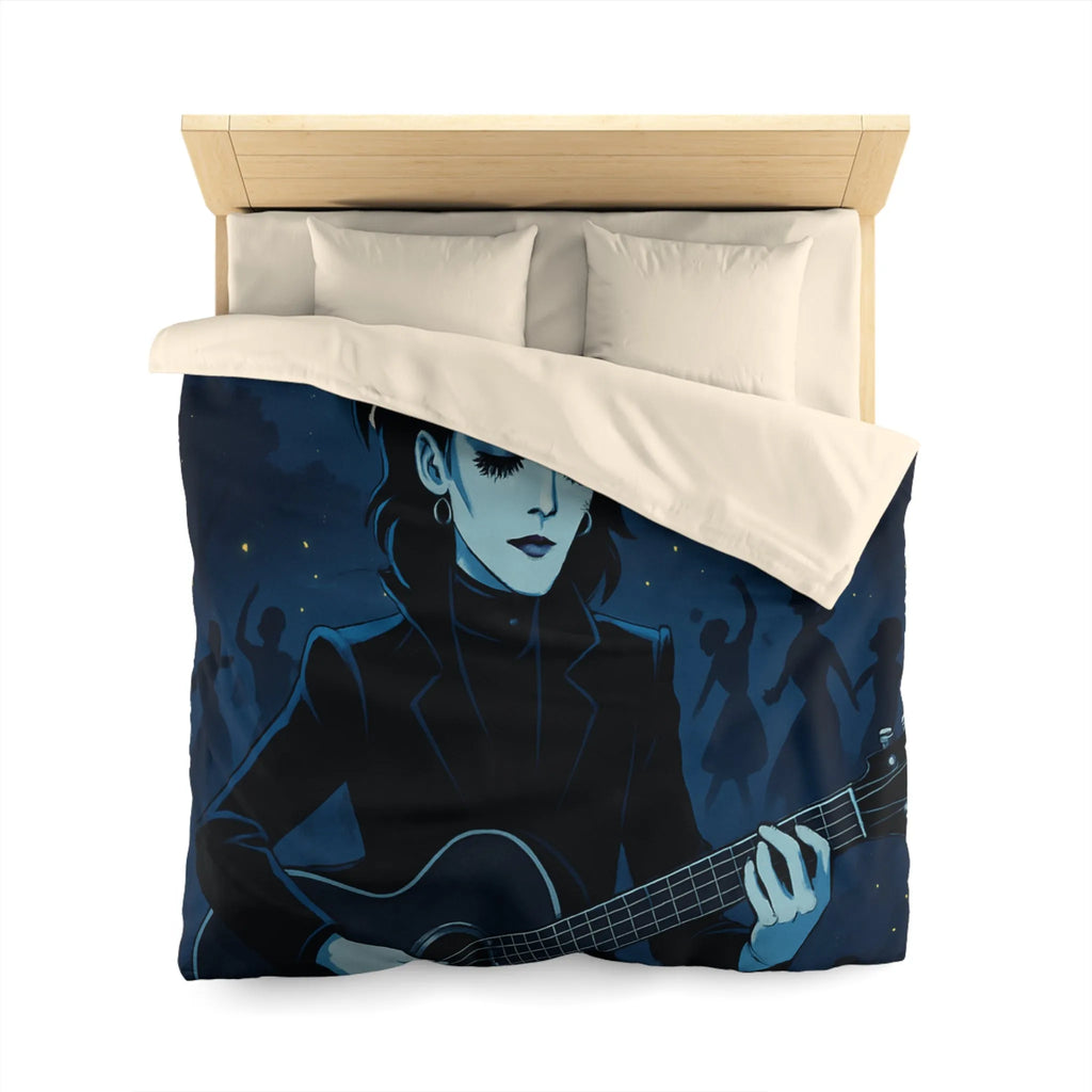 Housse de Couette Gothique avec Musicien à la Guitare Devant Pleine Lune Mystique