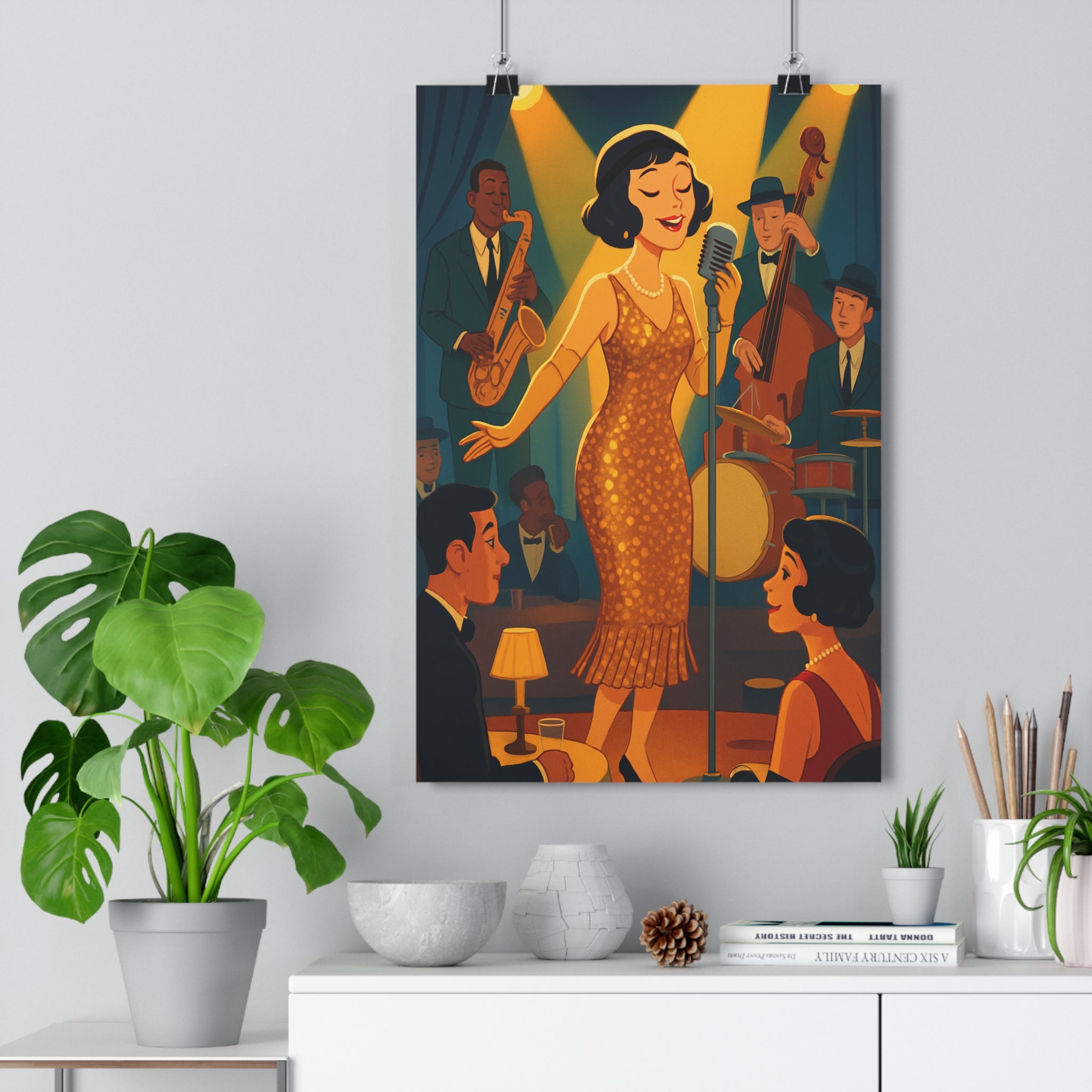 Poster décoratif art déco cabaret doré élégant jazz salon chambre vintage ambiance chic qualité