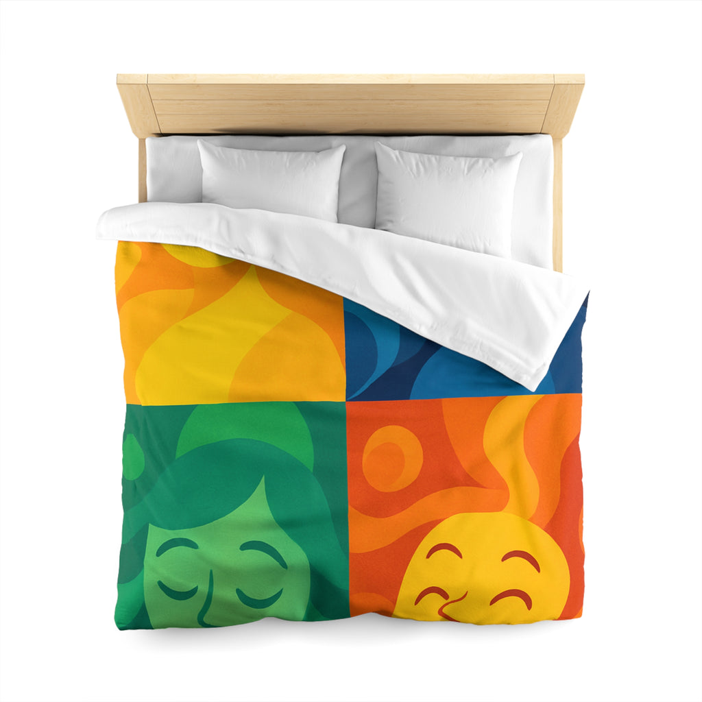 Housse de Couette Microfibre Motif Créatif Original Style Contemporain Chambre Élégante