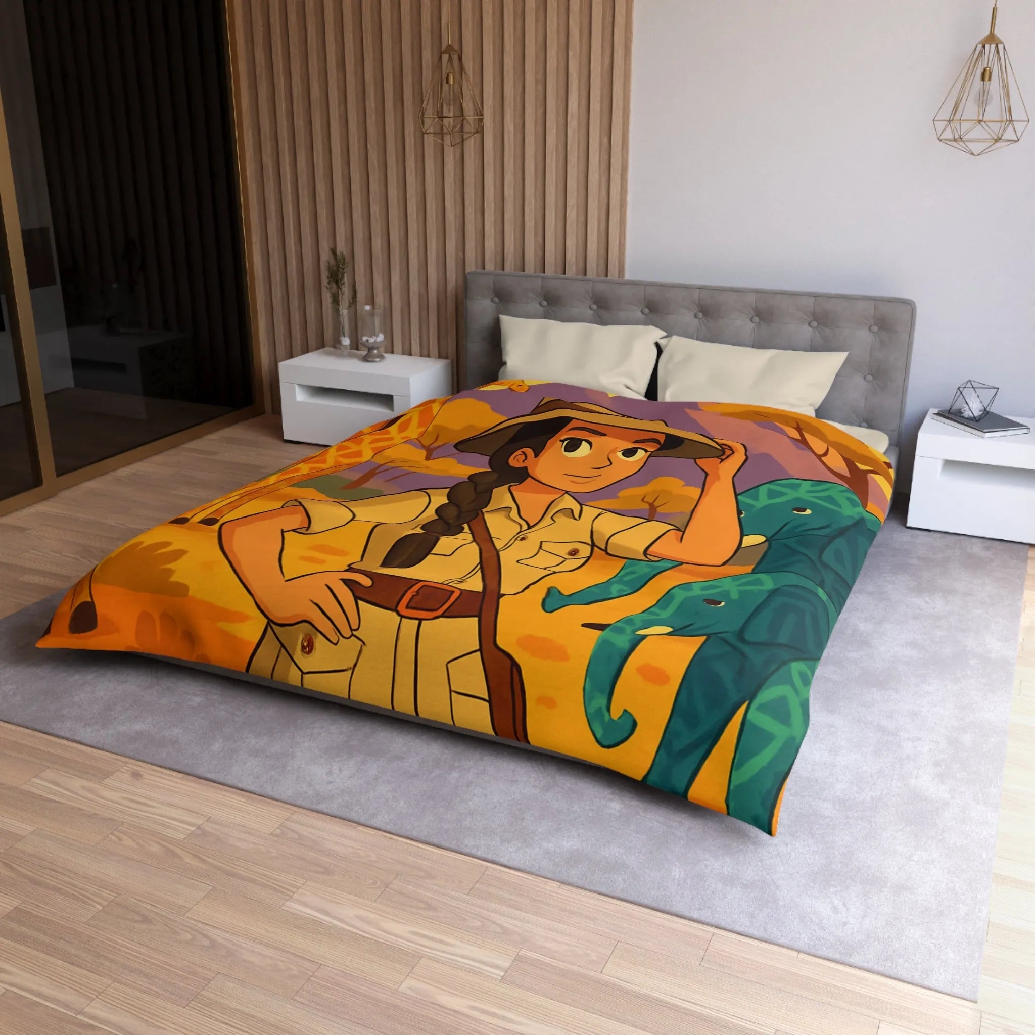 Housse de Couette Microfibre Art Graphique Contemporain Style Décoratif Chambre Tendance