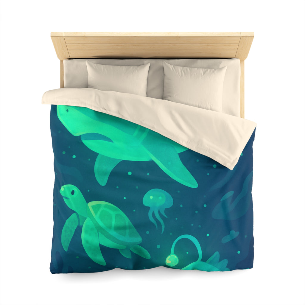 Housse de Couette Océan Lumineux avec Animaux Marins Amusants et Fantastiques Illustrés