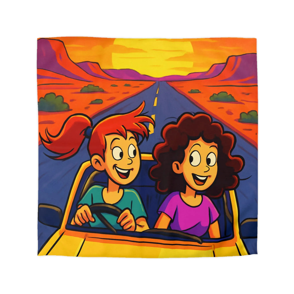 Housse de couette lumineuse pour enfants avec coucher de soleil animé en voiture joyeuse