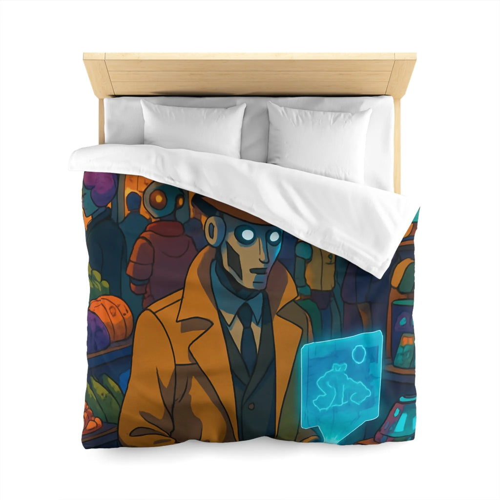 Explorez l'univers rétro-futuriste avec cette housse de couette robotique élégante et colorée