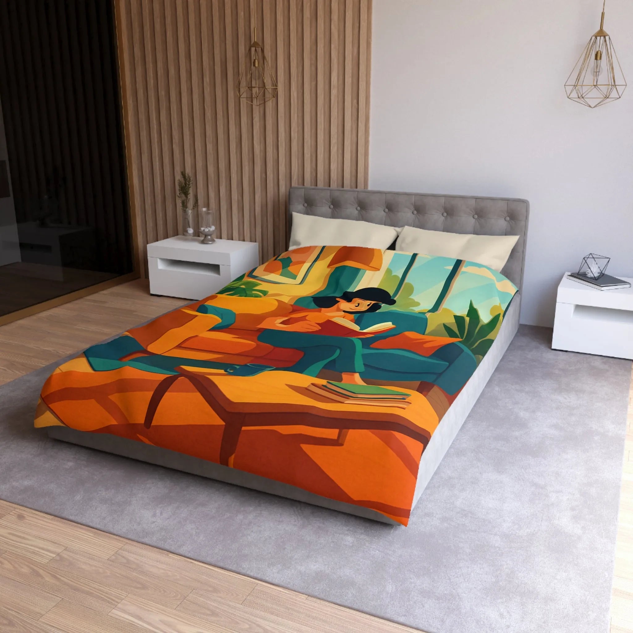 Housse de couette colorée pour ambiance chaleureuse inspirée de l'art moderne et rétro