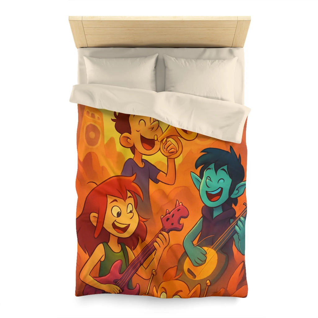 Housse de Couette avec Illustrations Musicales Fantaisistes pour Enfants et Adolescents Colorée