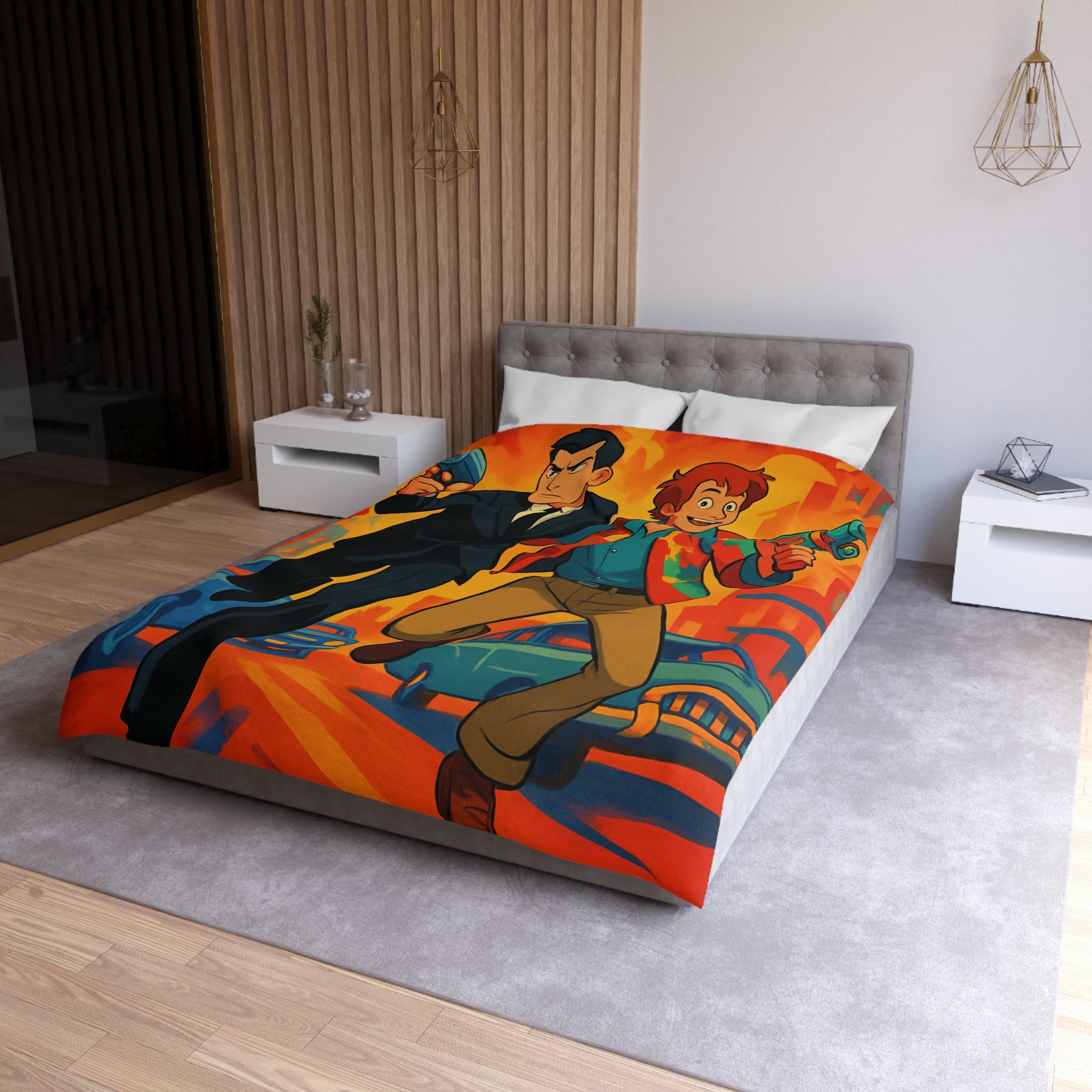 Housse de Couette Microfibre Illustration Unique Design Moderne Décoration Intérieure Raffinée