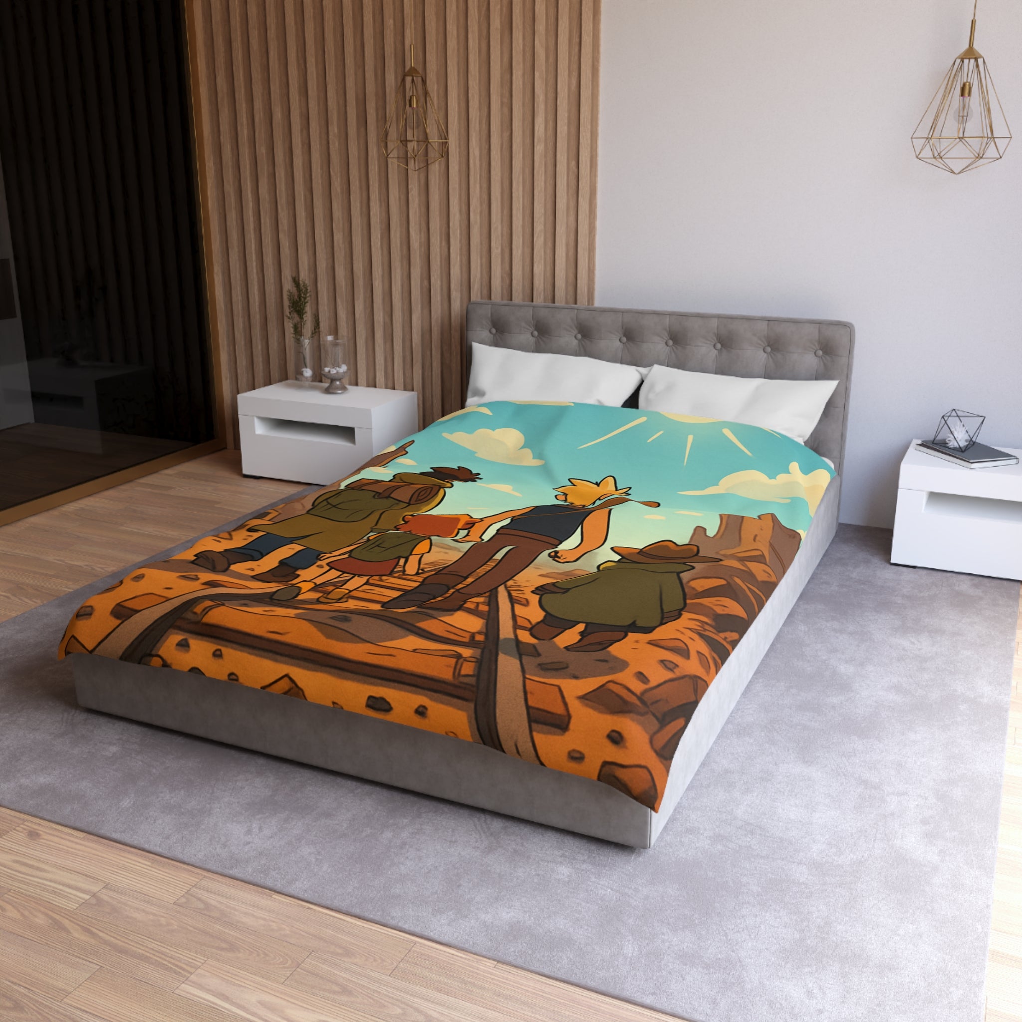 Housse de Couette Microfibre Illustration Unique Design Moderne Décoration Intérieure Raffinée