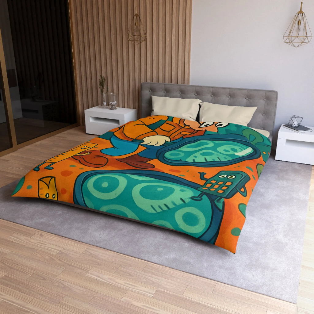 Explorez une Housse de Couette Fantaisie, Aventure Visuelle pour Enfants avec Loupe et Calculateur
