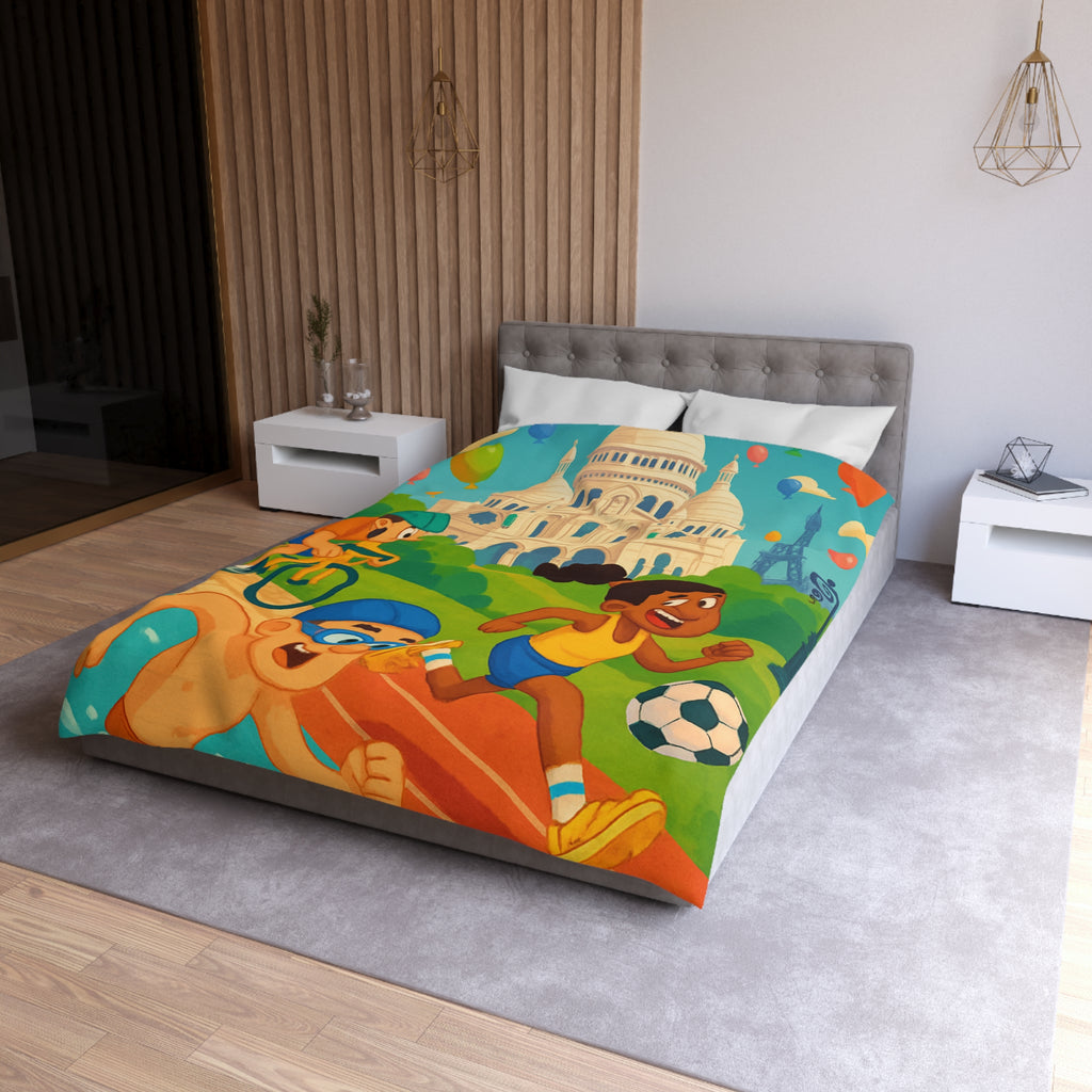 Housse de Couette Microfibre Illustration Unique Design Moderne Décoration Intérieure Raffinée