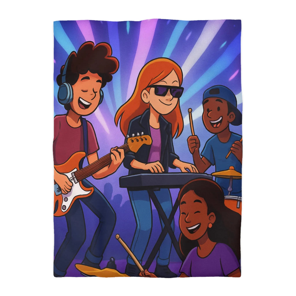 Ensemble musical animé pour housse de couette colorée et dynamique pour jeunes musiciens