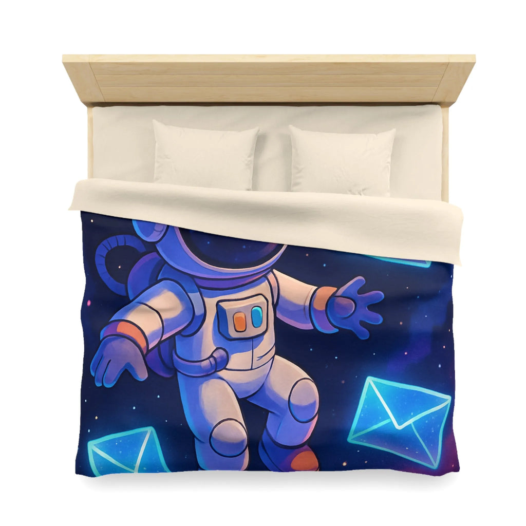 Housse de Couette Astronaute Flottant dans l'Espace avec Enveloppes et Planète Colorée