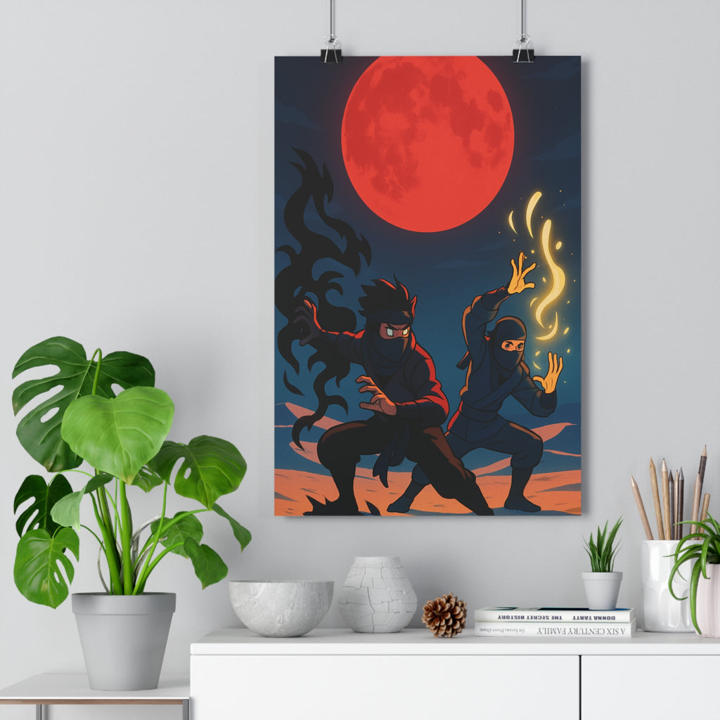 Poster décoratif anime mystique rouge noir nocturne intense chambre bureau aventure énergies dramatique combat