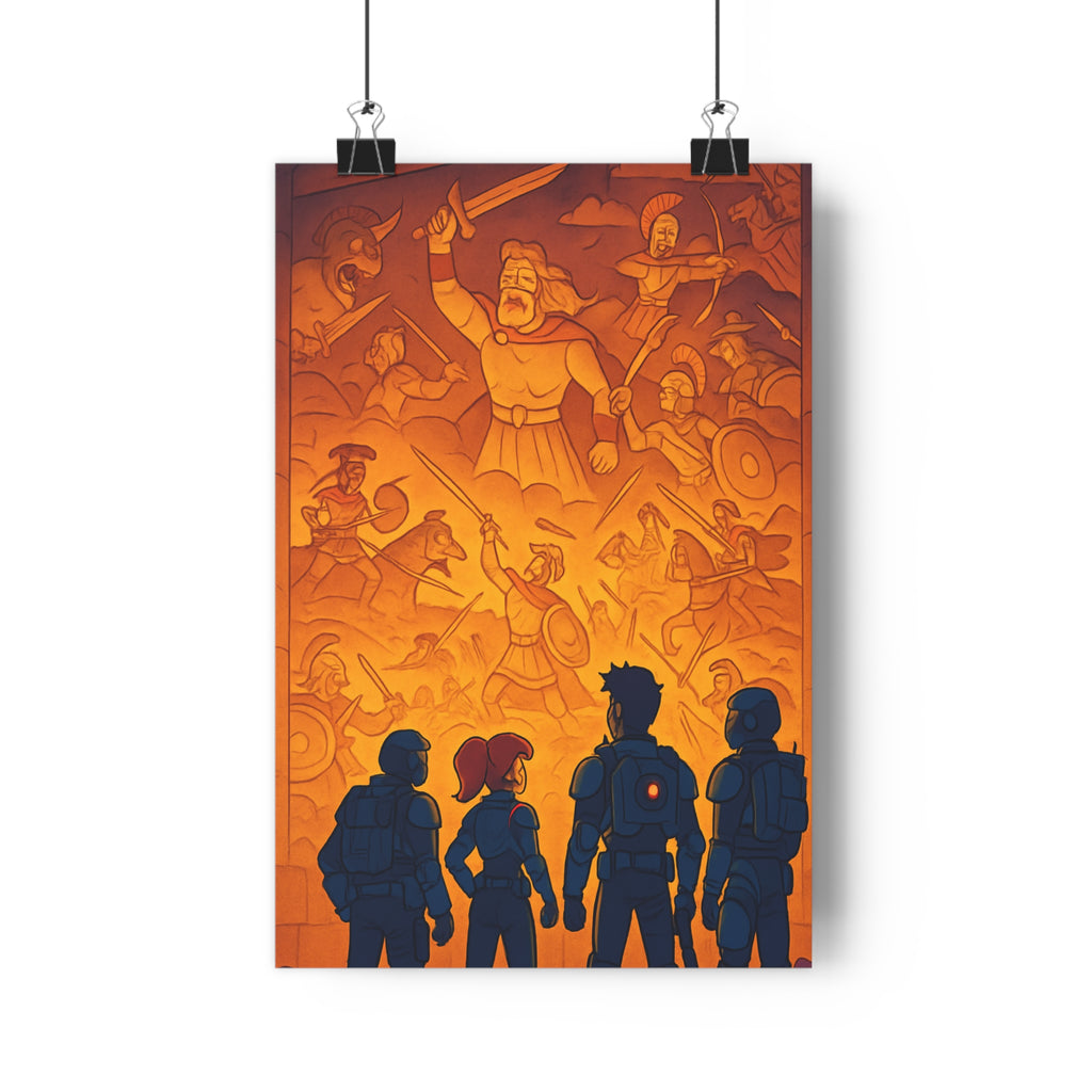 Poster décoratif épique aventurier héroïque or chaud futuriste salon chambre ambiance historique qualité qualité