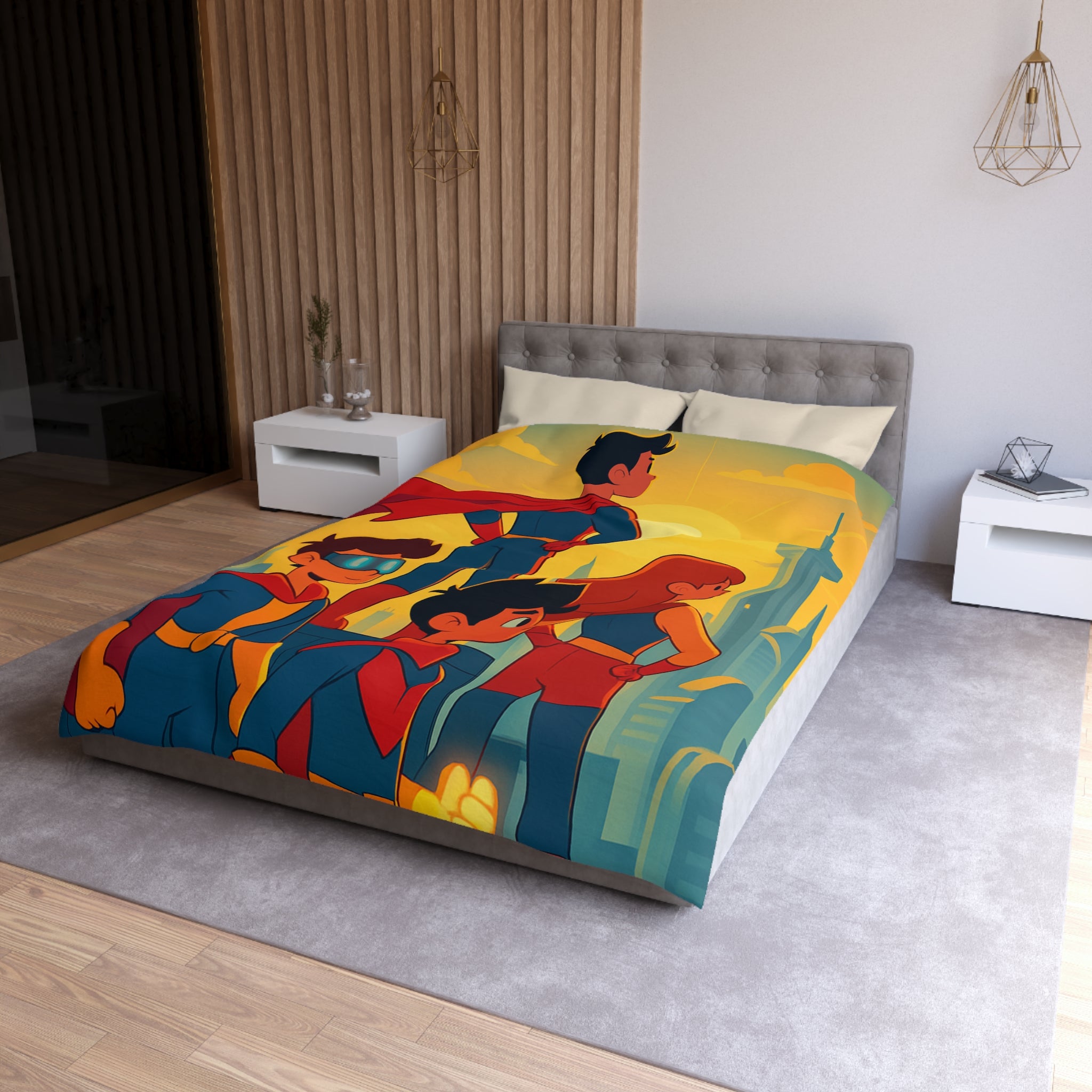 Housse de Couette Microfibre Illustration Unique Design Moderne Décoration Intérieure Raffinée