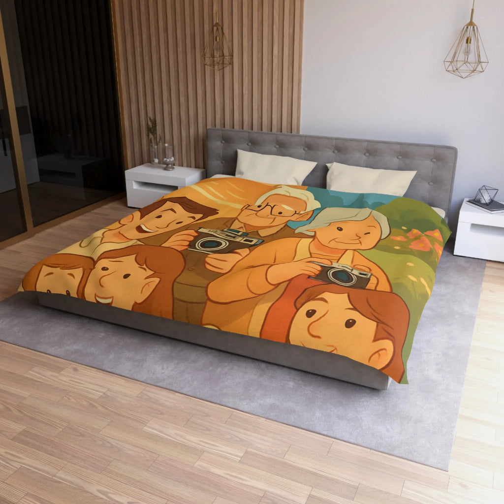 Housse de Couette Enfants Aventure Famille Paysage Soleil et Montagne Poétique Douceur