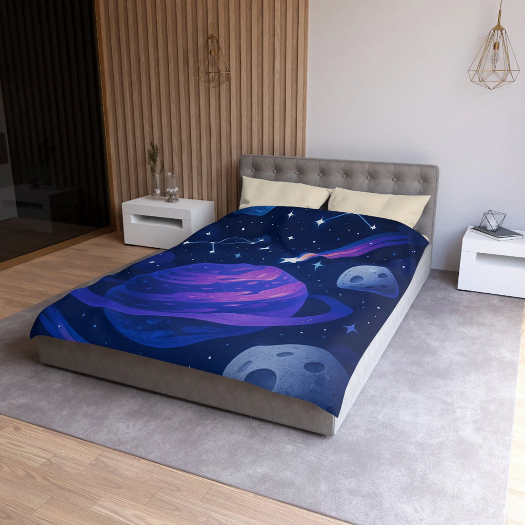 Housse de couette galaxie avec planètes, étoiles et comètes pour chambre sereine atmosphérique