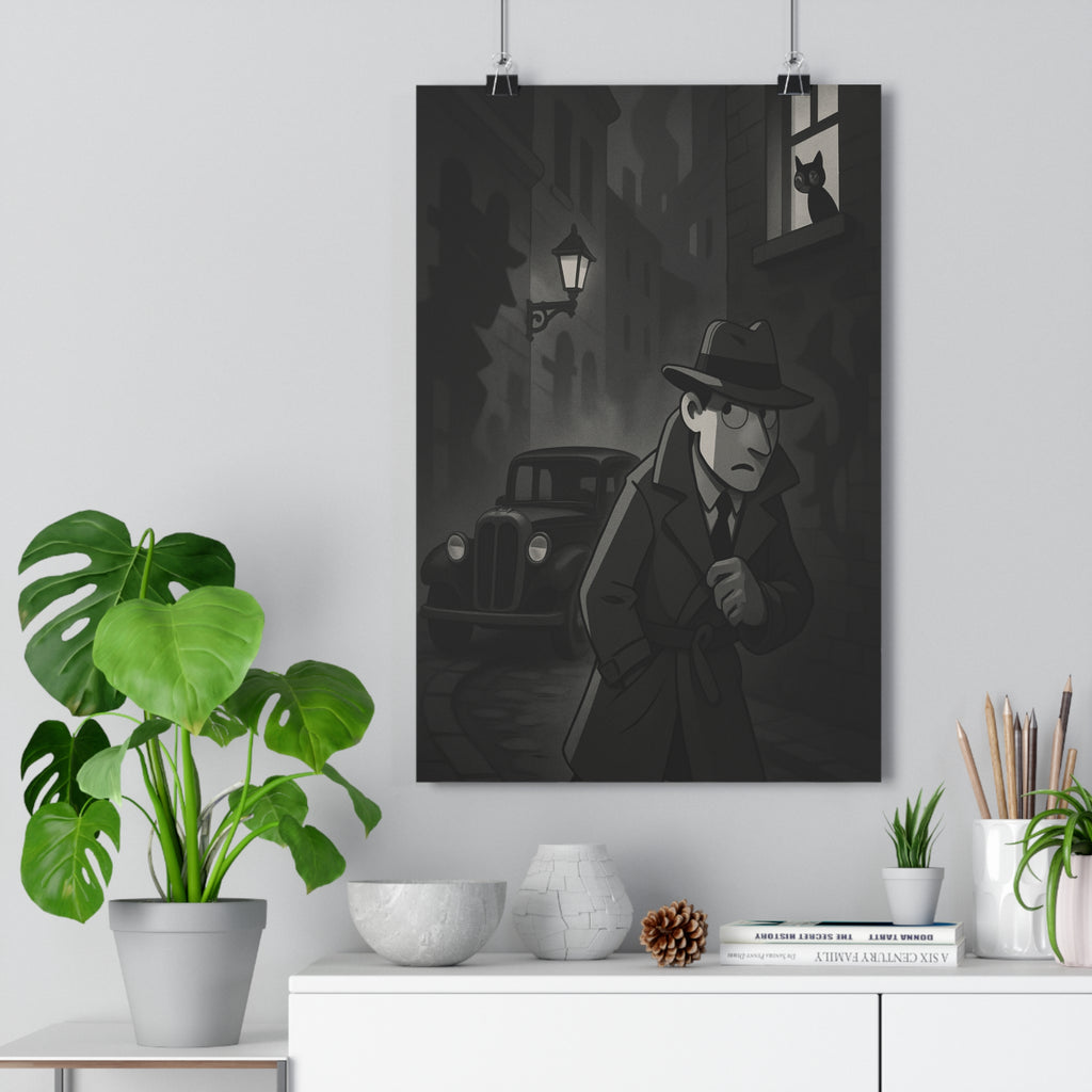Poster décoratif noir blanc vintage mystique détective aventure salon chambre design élégant unique qualité