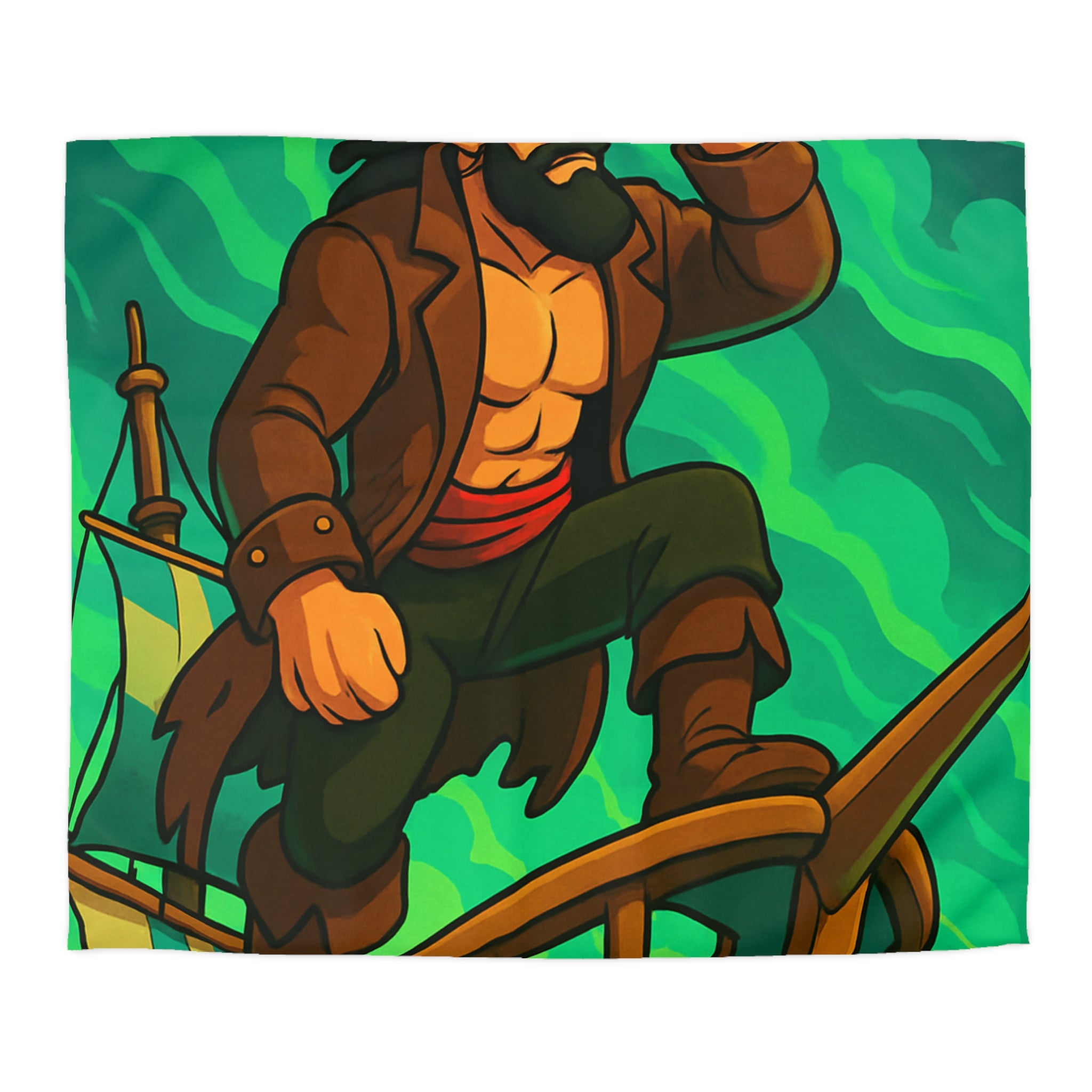 Housse de couette pirate en quête d'aventure sur un navire, ambiance animée et colorée