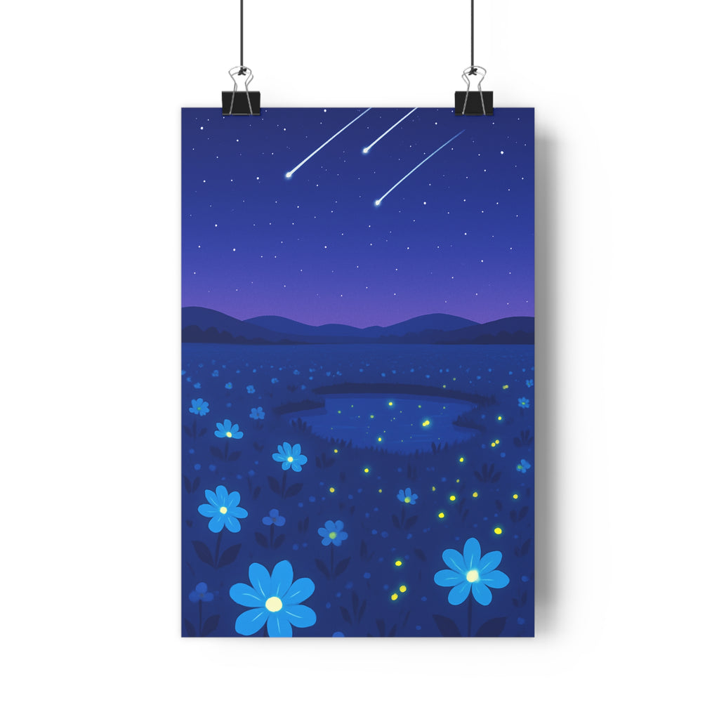 Poster décoratif lumineux étoilé enchanteur magique ciel nuit pastel doux chambre salon 30x46 qualité