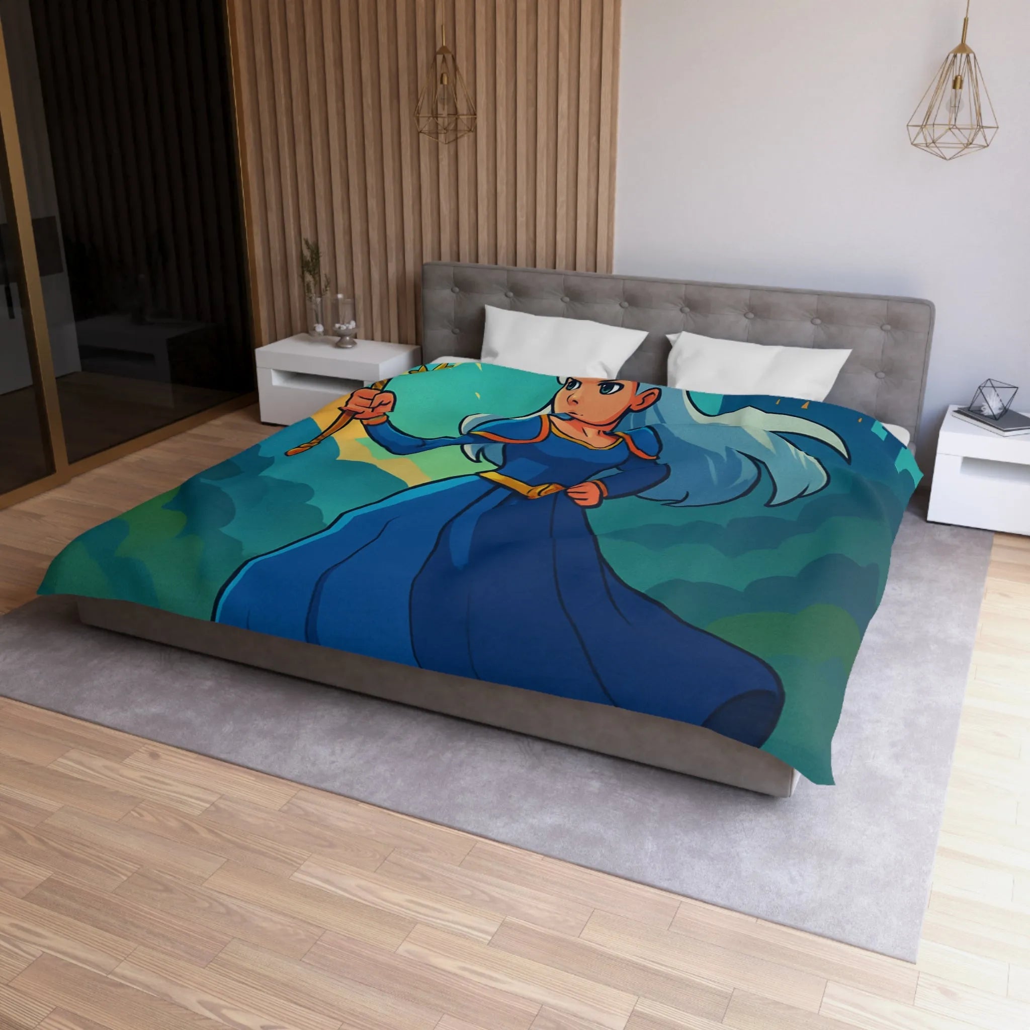 Housse de Couette Microfibre Art Graphique Contemporain Style Décoratif Chambre Tendance