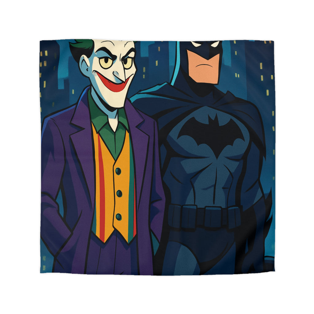 Superhéros au crépuscule : Housse de couette thème ville nocturne avec personnages emblématiques